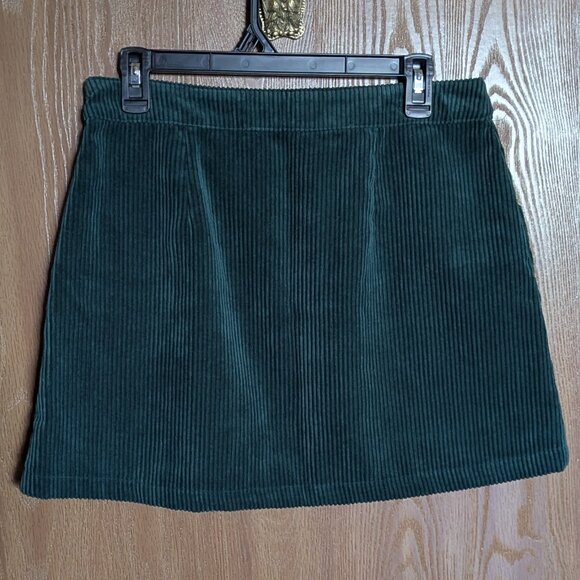 Topshop Green Ribbed Mini Skirt, 8 - Picture 2 of 5